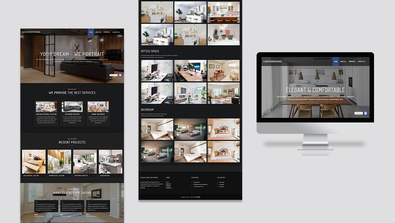 Classy Home Designs Web Mockup