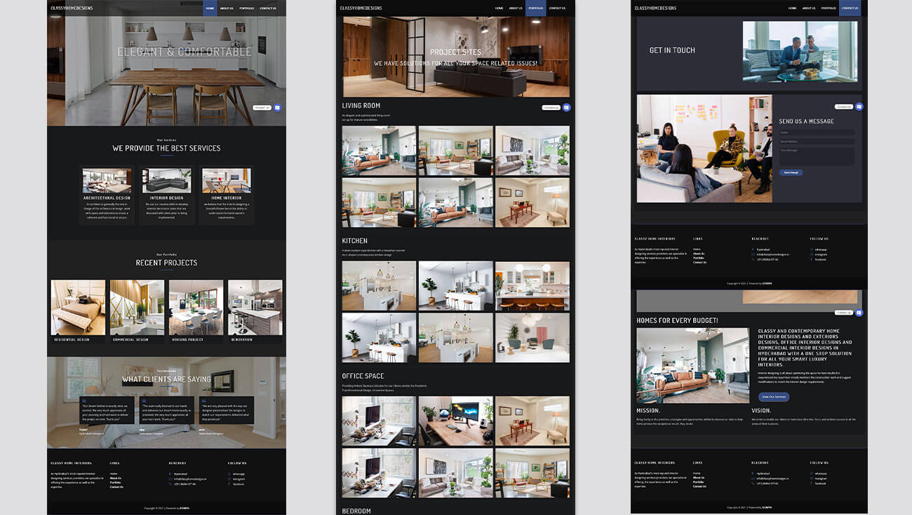 Classy Home Designs Website Page Layouts Collection