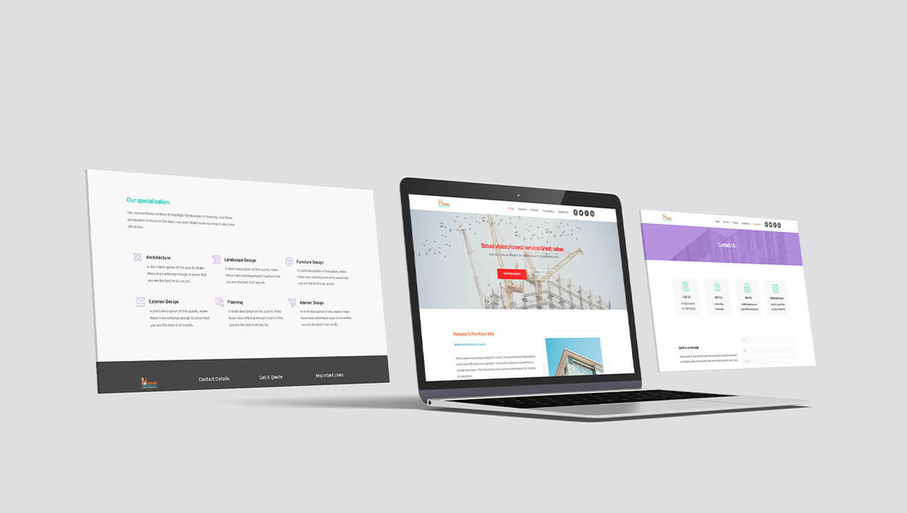 Hicareinfra website mockup