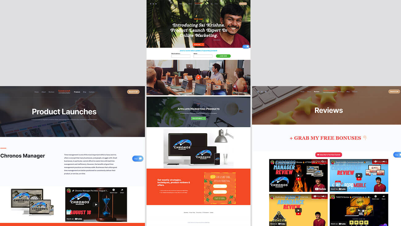 Saikrishna website page layouts collection